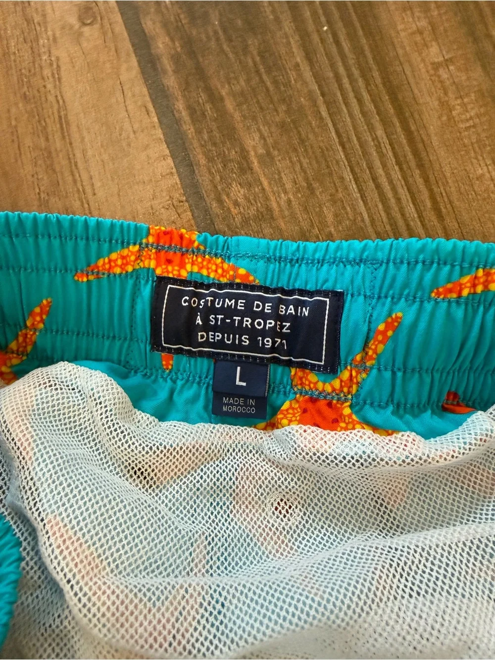 Vilebrequin Turquoise Swim Trunks with Orange Starfish